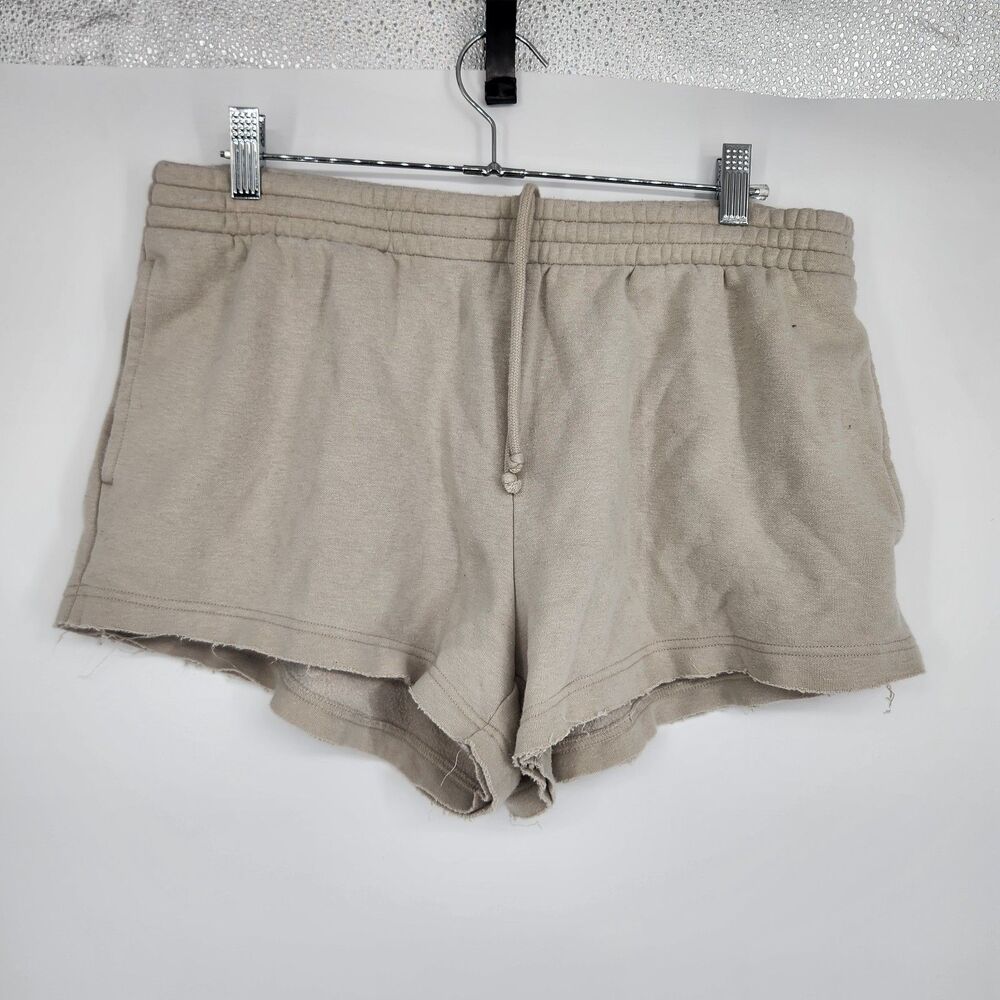 SKIMS Women’s Dune Beige Large Cotton Blend Drawstring Elastic Waist Shorts‎